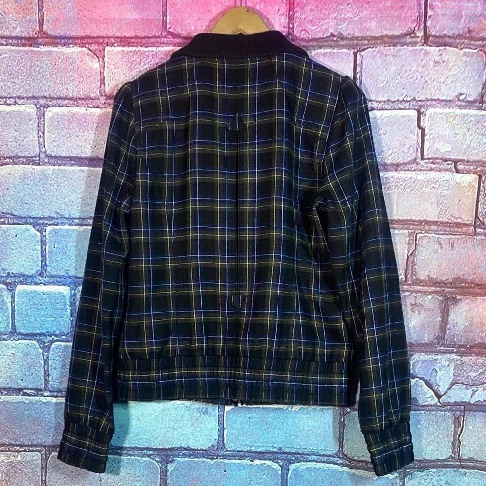 Rubbish Women’s Plaid Zip Jacket Large Blue Lined Casual Fall Layer
